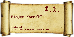 Plajer Kornél névjegykártya